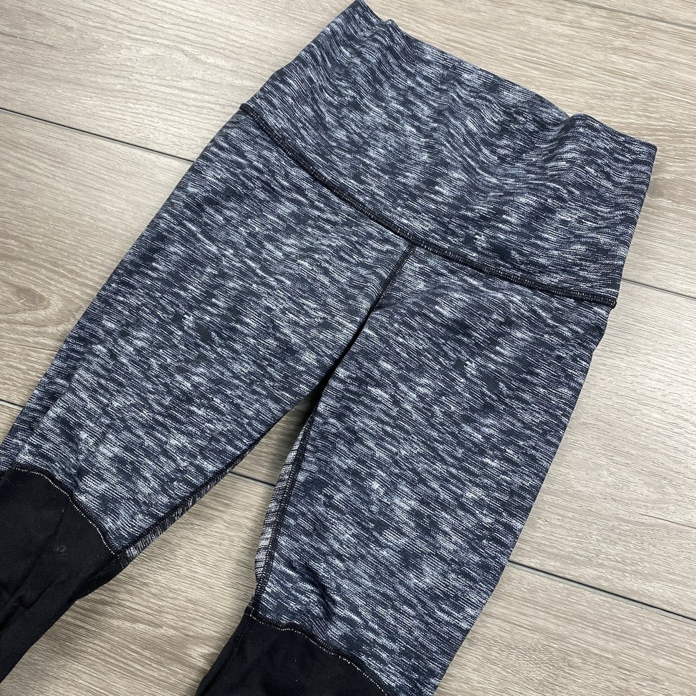 Lululemon Women's Wunder Under Stirrup Leggings Dramatic Static White Black 6